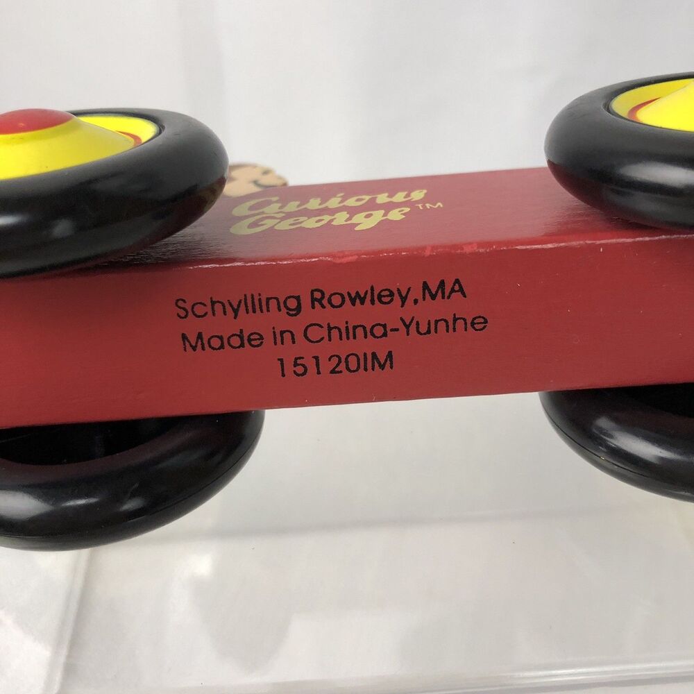 Curious George Schylling Rowley 6" Red Wooden Rolling Toy Car - Picture 6 of 6